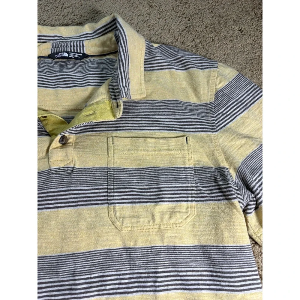 North Face‎ Polo Shirt Men Medium Front Chest Pocket Striped Short Sleeve Preppy